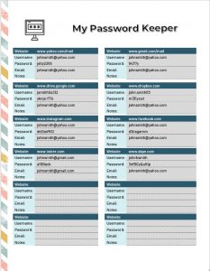 Password List Printable | room surf.com