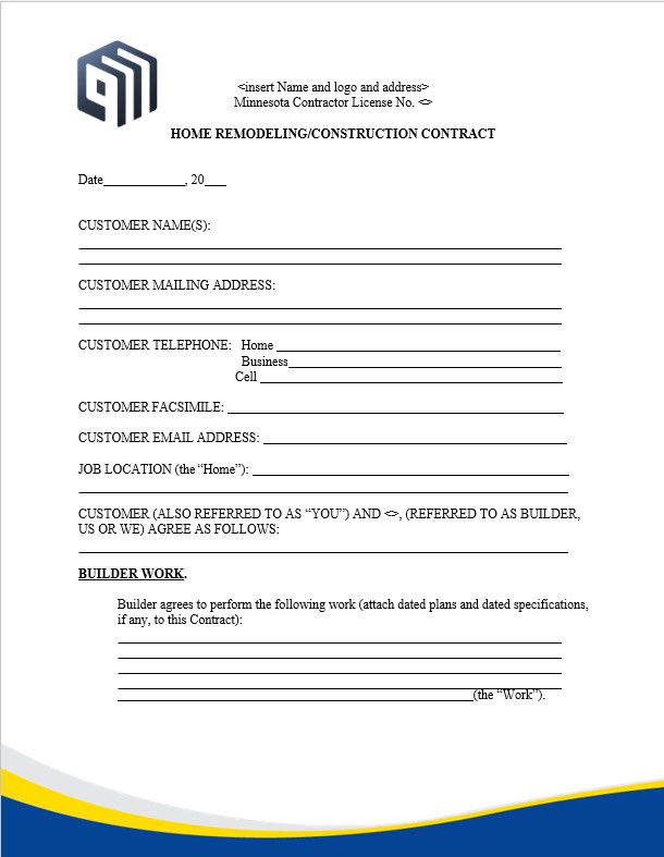Residential Construction Change Order Form