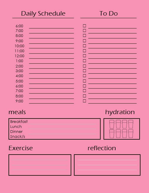 Schedule with meal planner