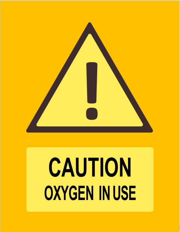caution oxygen in use sign