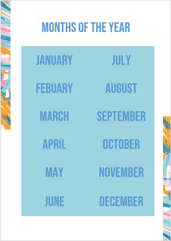 Months Of The Year Printable | room surf.com