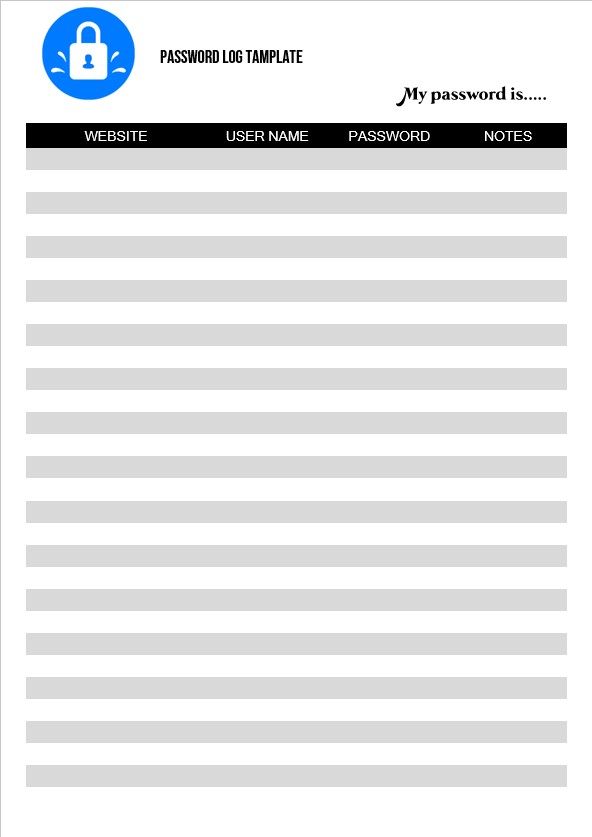 Free Printable Password List | room surf.com