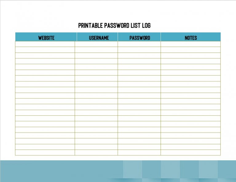 Free Printable Password List | room surf.com