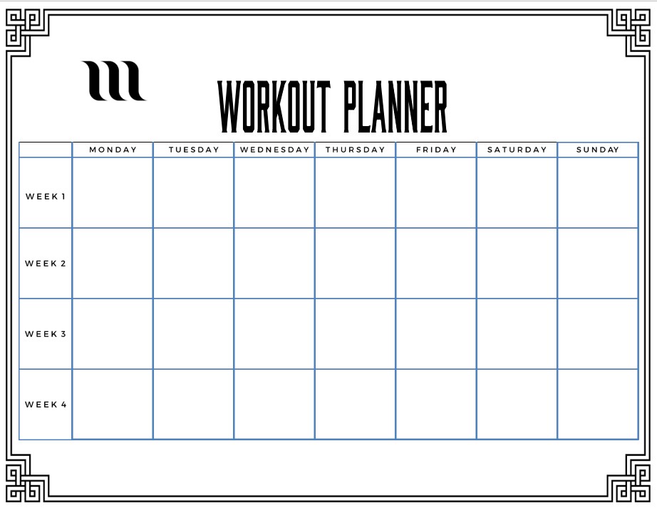 Workout weekly Planner Template