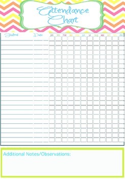 Teacher Attendance Chart Printable   INSTANT & EDITABLE by Amber 