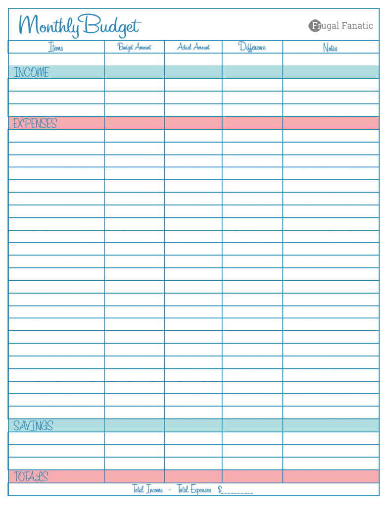 Blank Budget Worksheet Printable | room surf.com