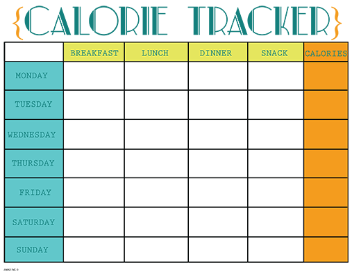 Printable Calorie Tracker Chart | free printable calorie counter 