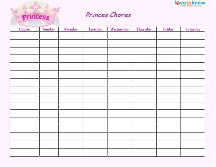 chore list printable 167671 425x329 princes theme chore chart thumb