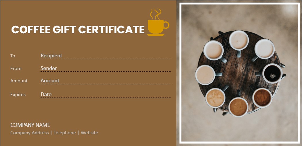 coffee gift certificate template