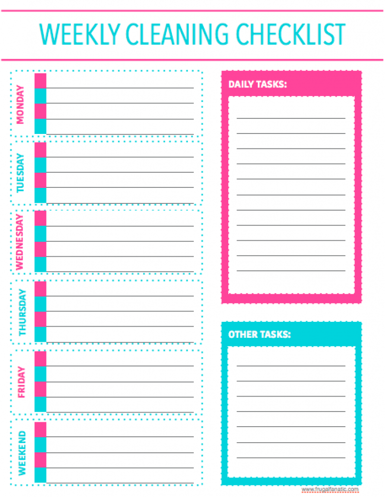 free printable checklist weekly cleaning checklist printable