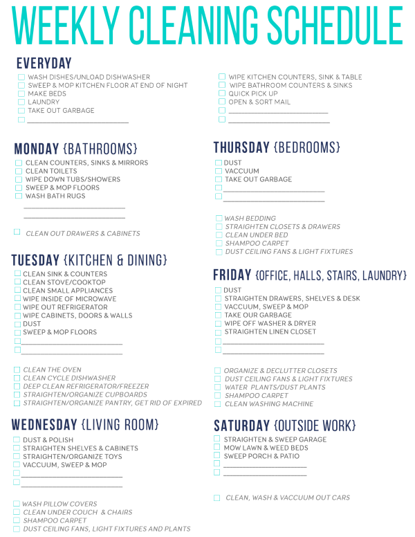 7 Of The Best Free Printable Cleaning Schedules | Cleaning 