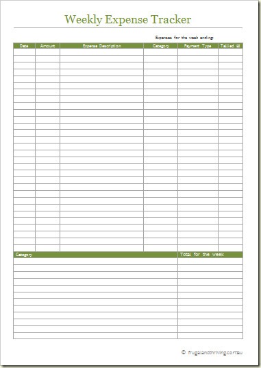 free printable expense tracker weekly expense sheet