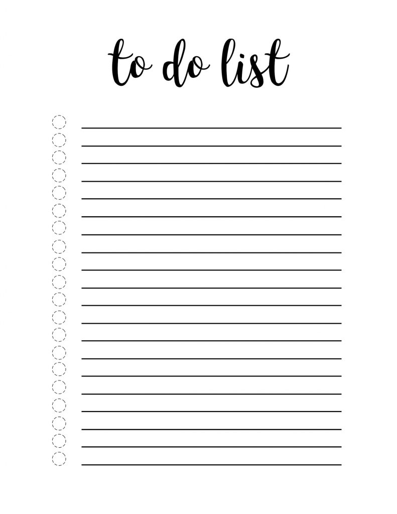 free printable list to do list