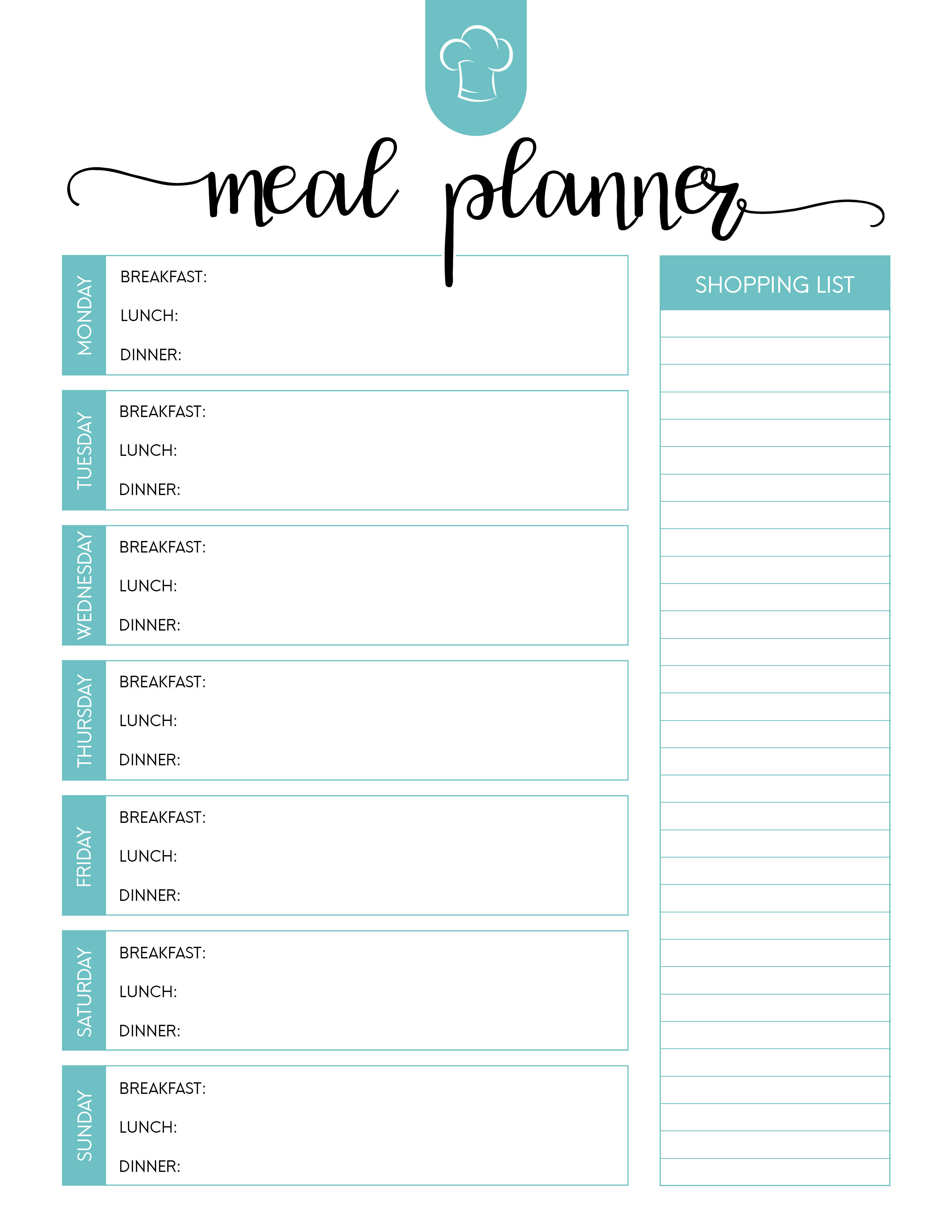 Free Printable Meal Planner | room surf.com