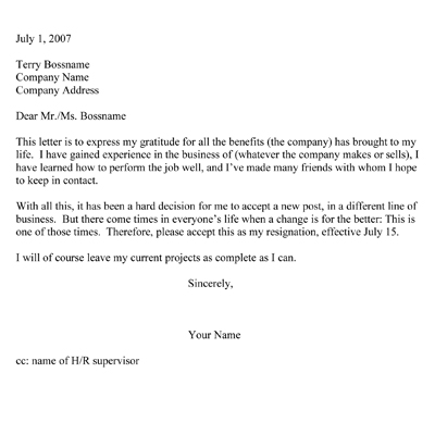 23+ Resignation Letter Templates   Free Word, Excel, PDF, iPages 