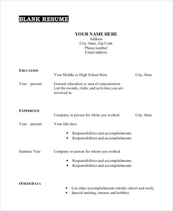 Printable Resume Template   35+ Free Word, PDF Documents Download 