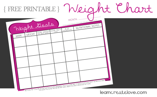 Printable Weight Chart | LearnCreateLove