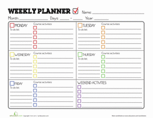 homework planner printable homework planner writing second grade