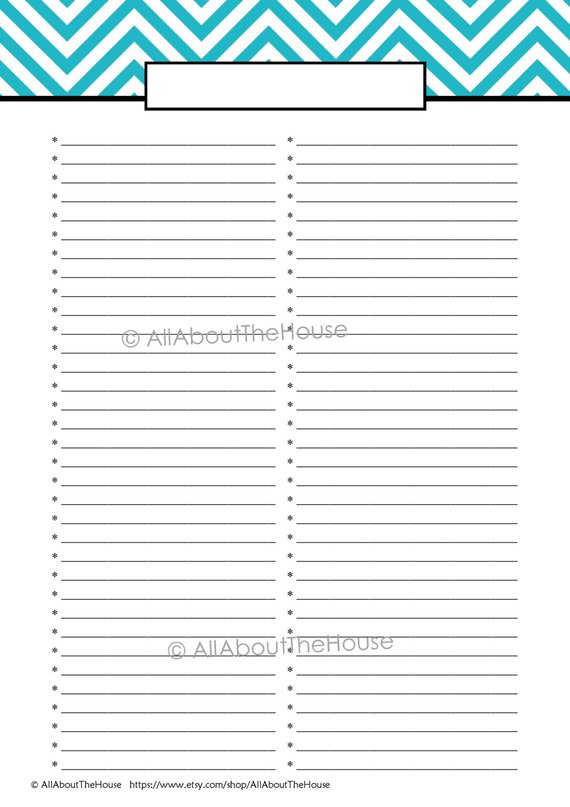 List Printable   fill in the topic at the top (blank line) and use 