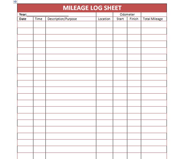 Printable Mileage Log Sheet Template | office | Pinterest 