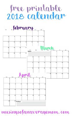 2018 Monthly Calendar | PRINTABLES | Pinterest | Calendar, Monthly 