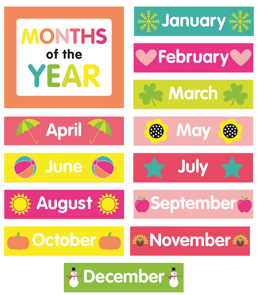 Just Teach Month Printable Chart Set Grade PK 5