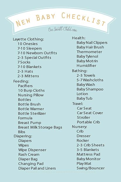 Free Printable New Baby Checklist from .OneSmallChild.
