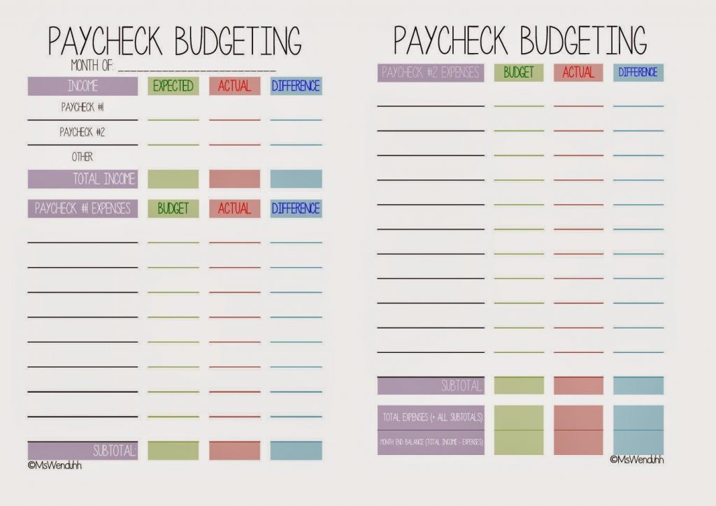 paycheck budget printable impay2