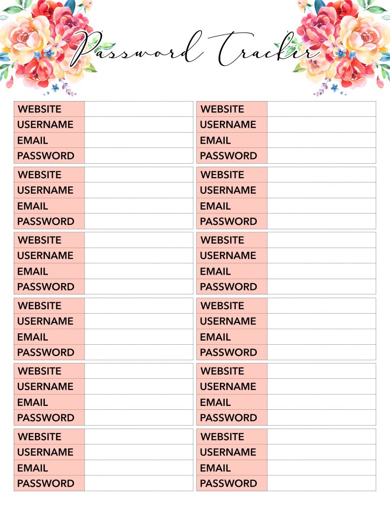 planner printable tcm floral planner passwordtracker