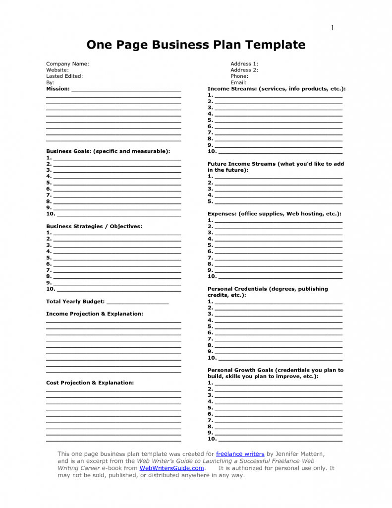 printable business plan template print business plan outline template