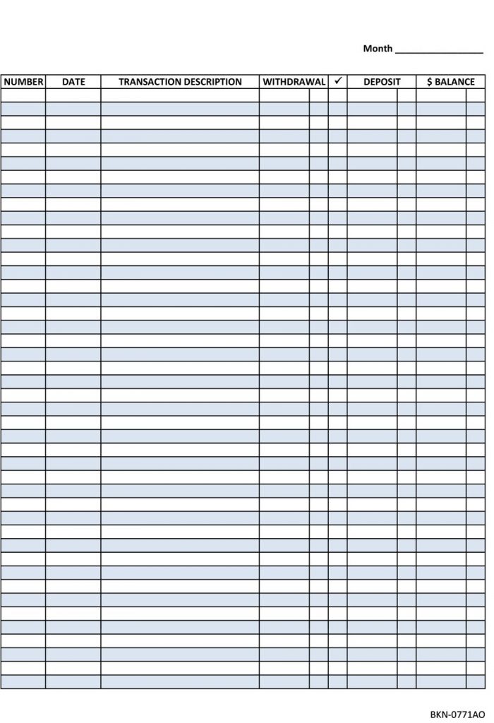 printable checkbook ledger checkbook register 15