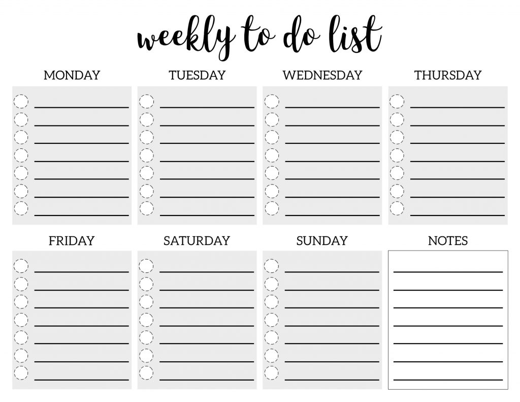 printable checklist weekly to do list 1