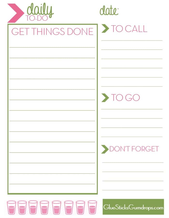 Free Printable Daily To Do List   Glue Sticks and Gumdrops