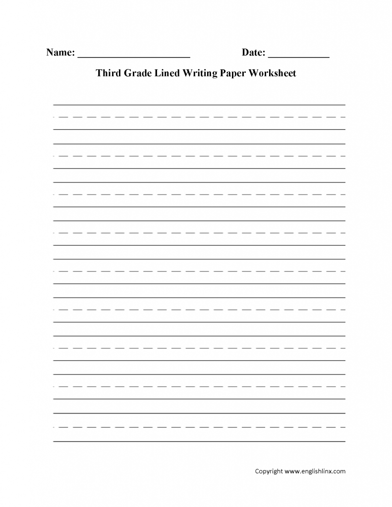 printable lined writing paper third grade lined writing paper worksheet