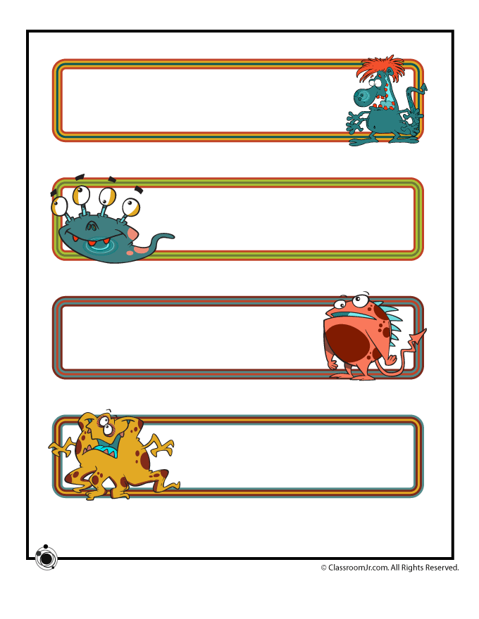 Printable Name Plates   Cute Monsters | Woo! Jr. Kids Activities