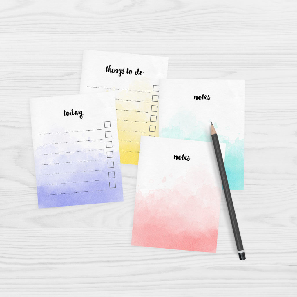 printable note papers mini notes watercolour 1400x1400 1024x1024