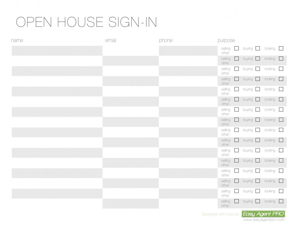 printable open house sign in sheet openhousesignin