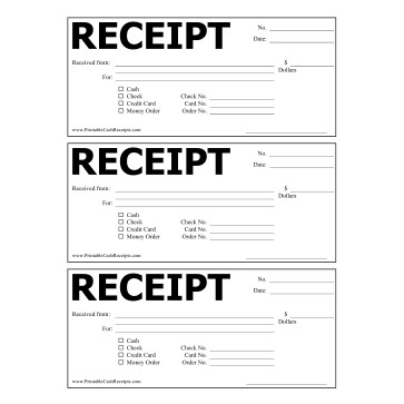 Free Printable Receipt Templates | Free Printable Cash Receipts 