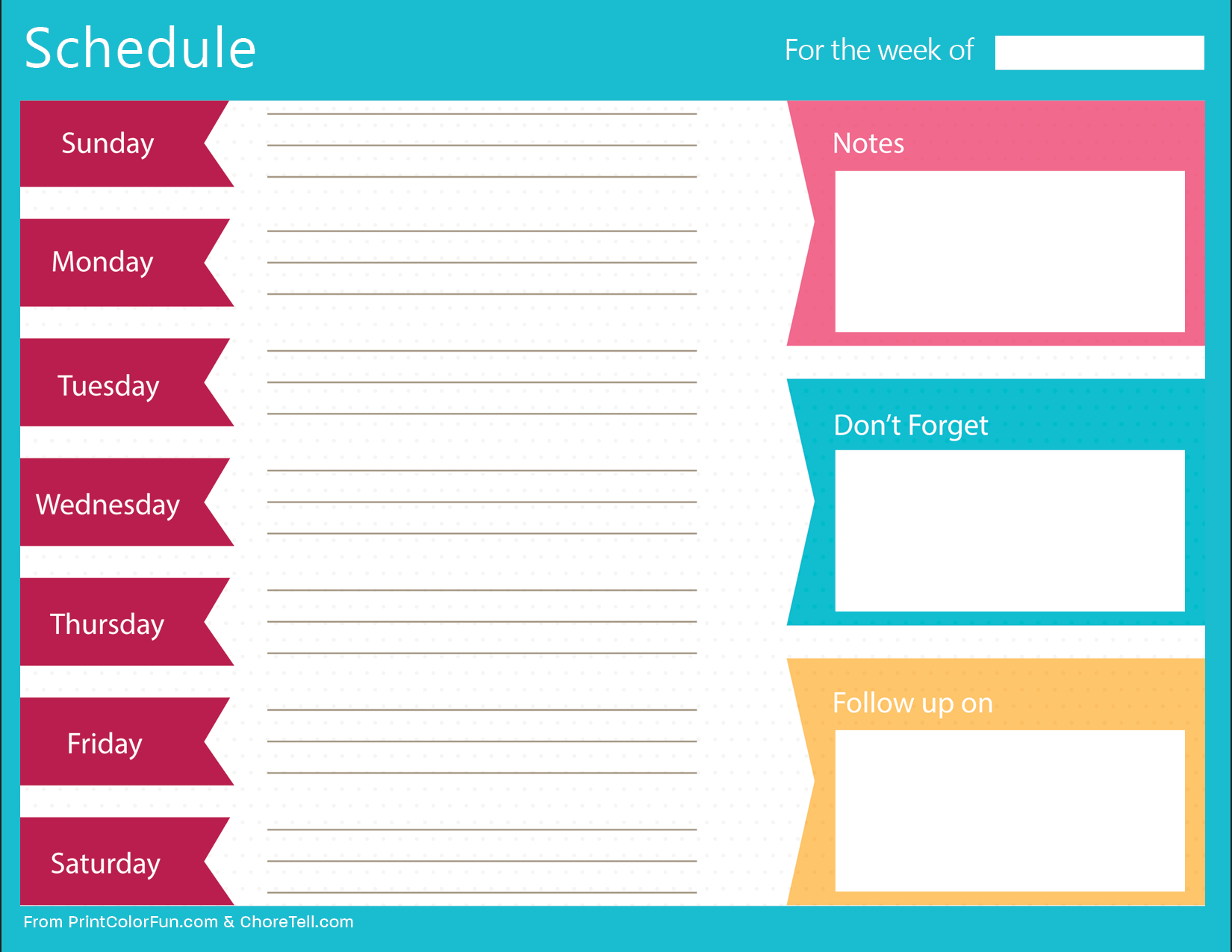 Clean, bold printable weekly schedule planner   Free printable 