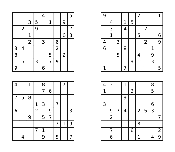 Prinable Sudoku Templates – 15+ Free Word, PDF Documents Download 