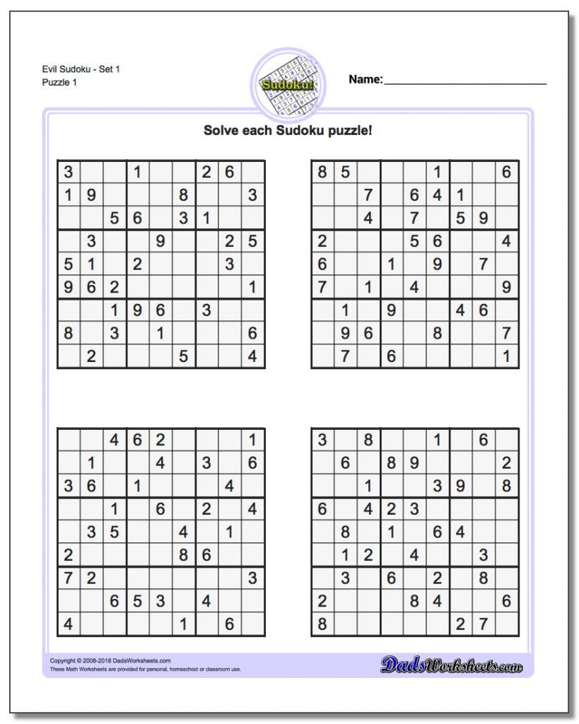 printable sudoku sheets sudoku evil 1 v1