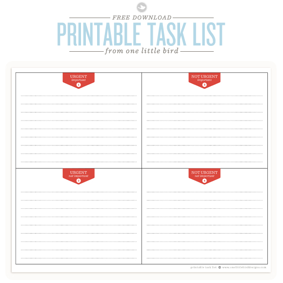 printable task lists onelittlebird tasklist dl580