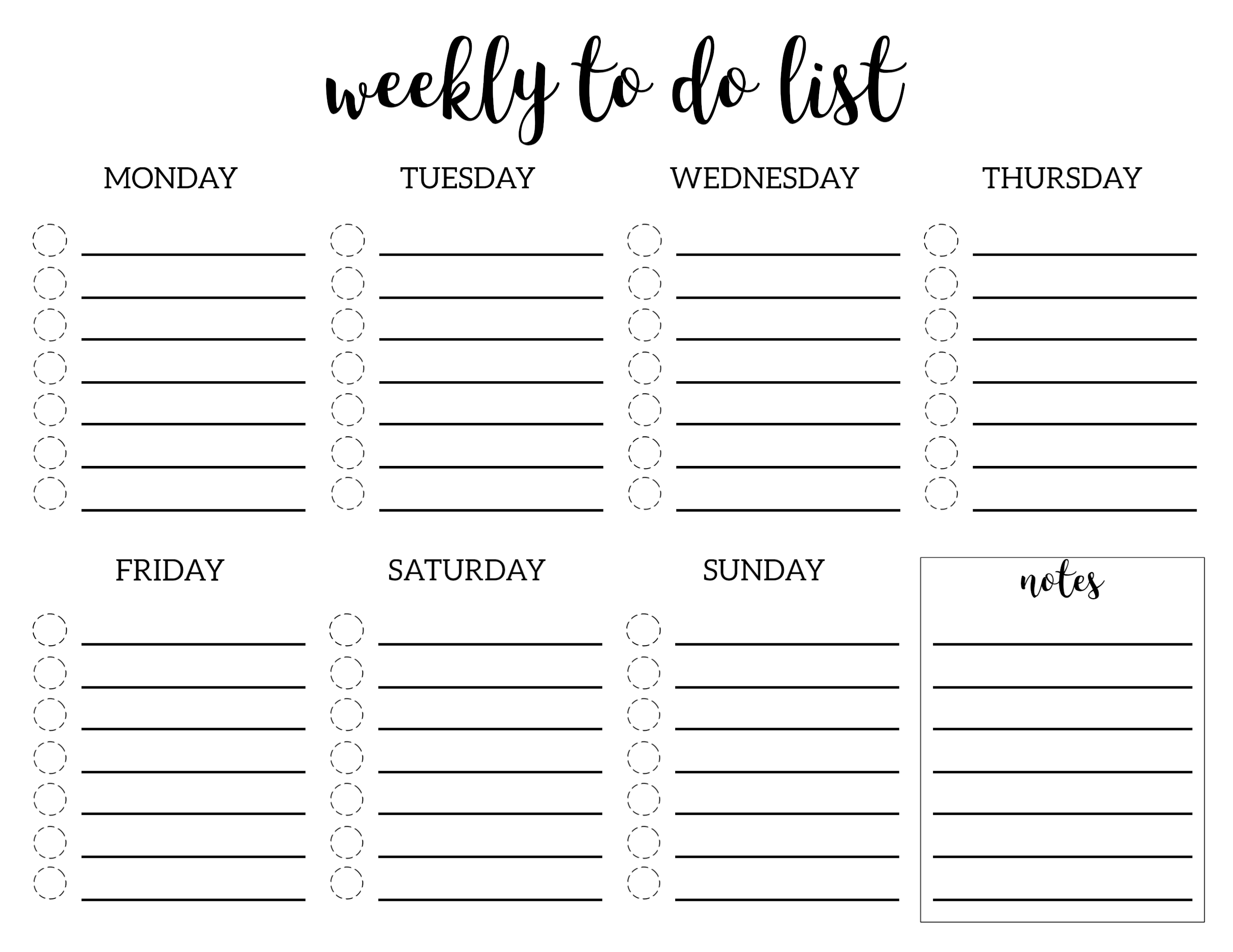 Weekly To Do List Printable Checklist Template   Paper Trail Design