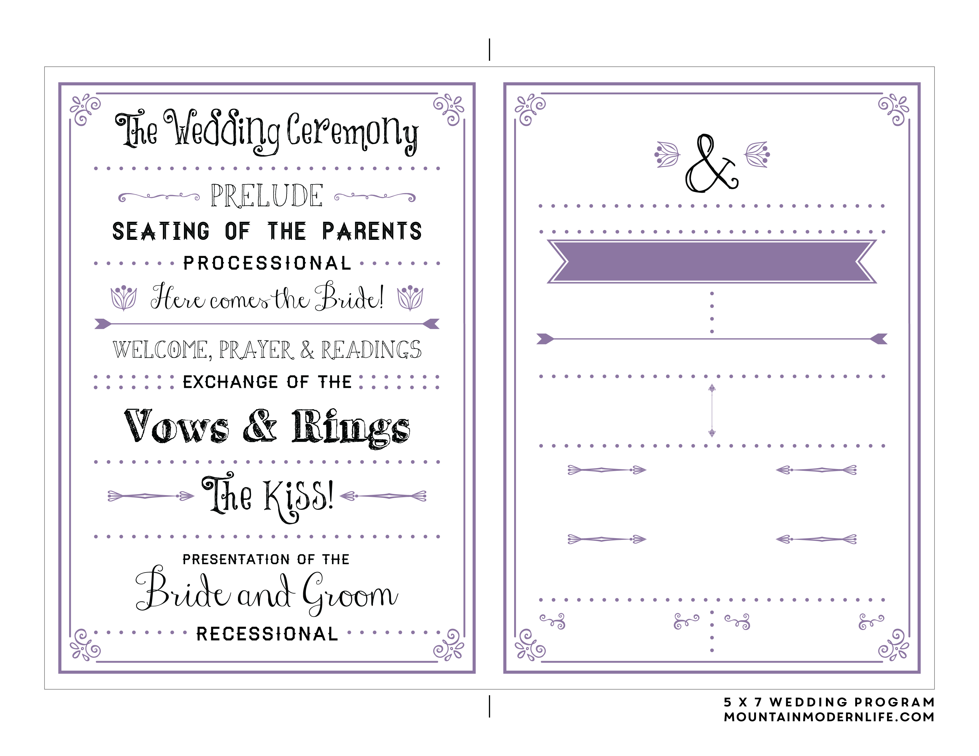 FREE Printable Wedding Program | MountainModernLife.com