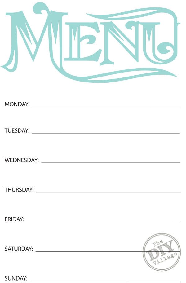 Free Printable Weekly Menu Planner | Share Your Craft | Pinterest 