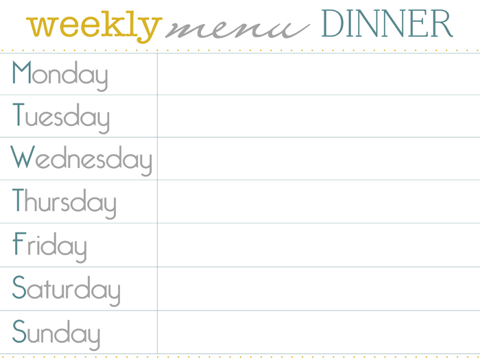 printable weekly menus printable weekly dinner menu planner template 268901