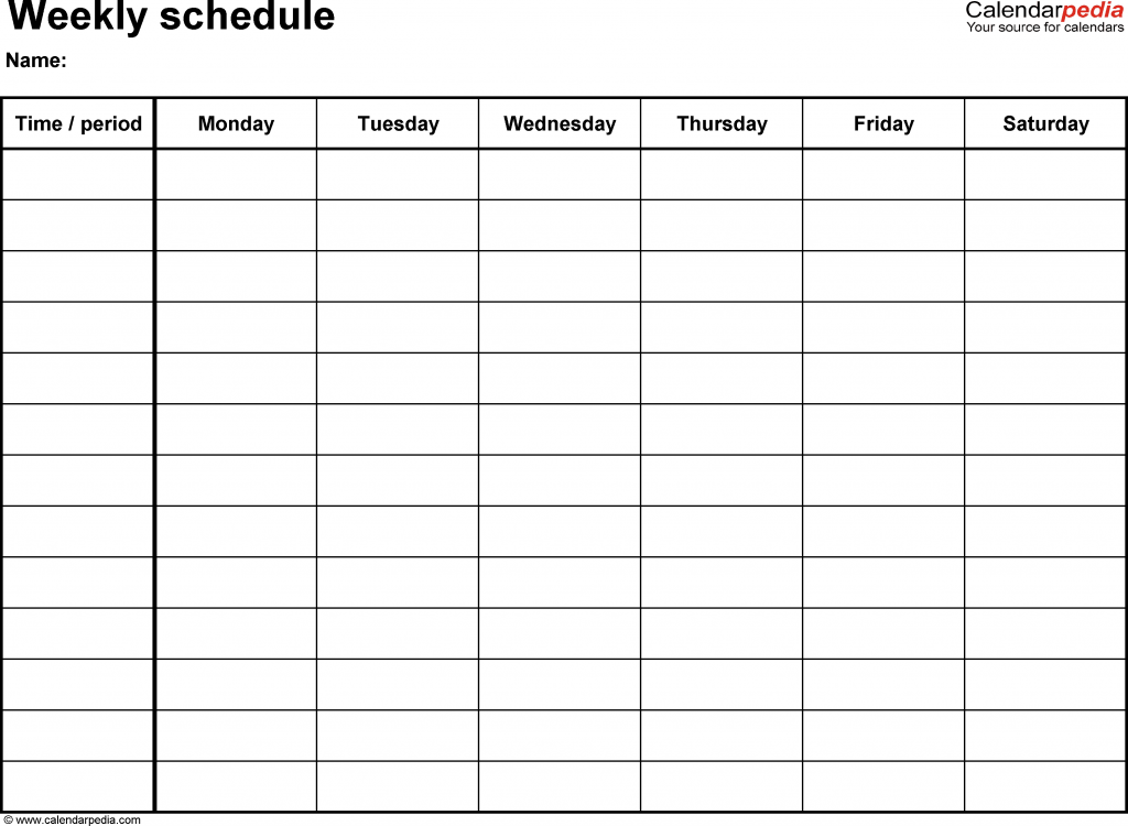 printable weekly schedule schedule template