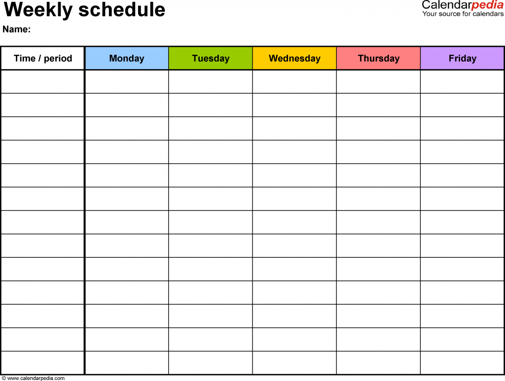 printable weekly schedule template schedule