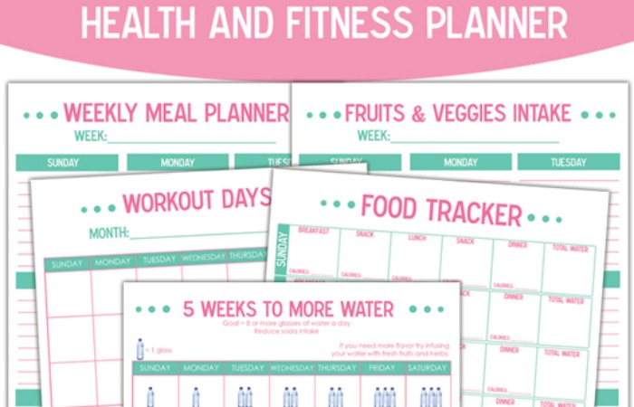 printable workout planner health and fitness planner
