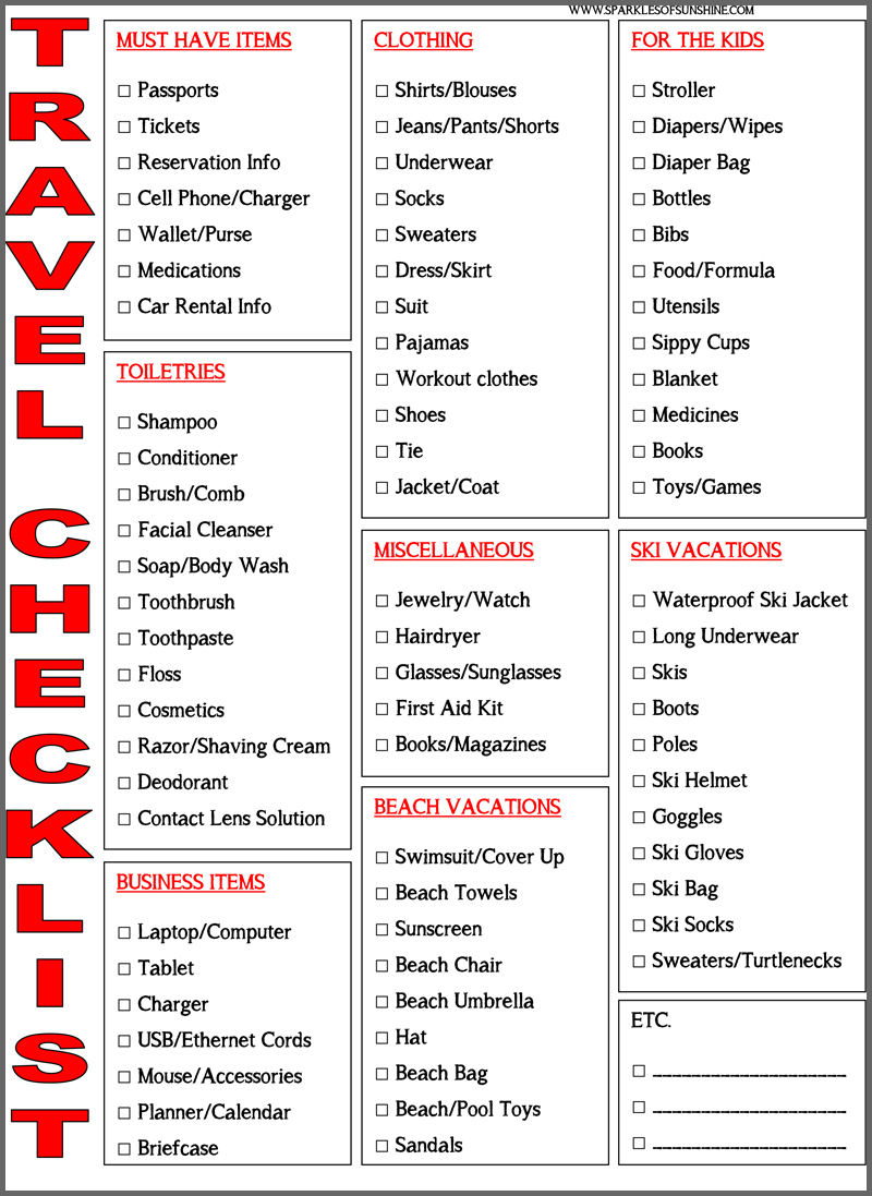 Simple Vacation Packing: Free Printable Travel Checklist 